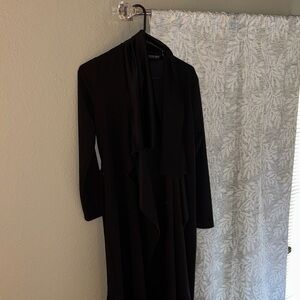 Black Long Sleeve Draped Women's Coat